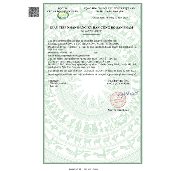 HSCB-hoat-huyet-TD Hoạt huyết TD